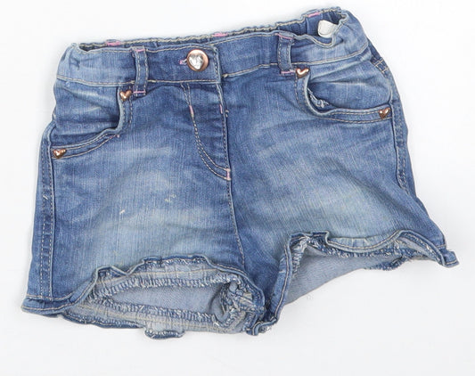 TU Girls Blue Cotton Rain Trousers Jeans Size 12-18 Months Button