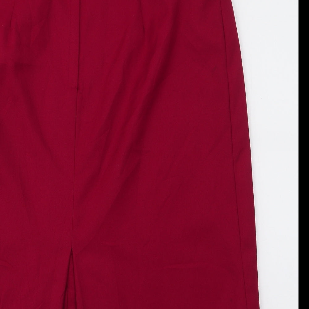Jacwin Womens Red Polyester Straight & Pencil Skirt Size 32 in Zip