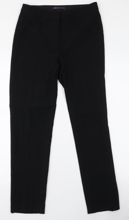 Marks and Spencer Womens Black Polyester Trousers Size 29 in L27.5 in Regular Zip
