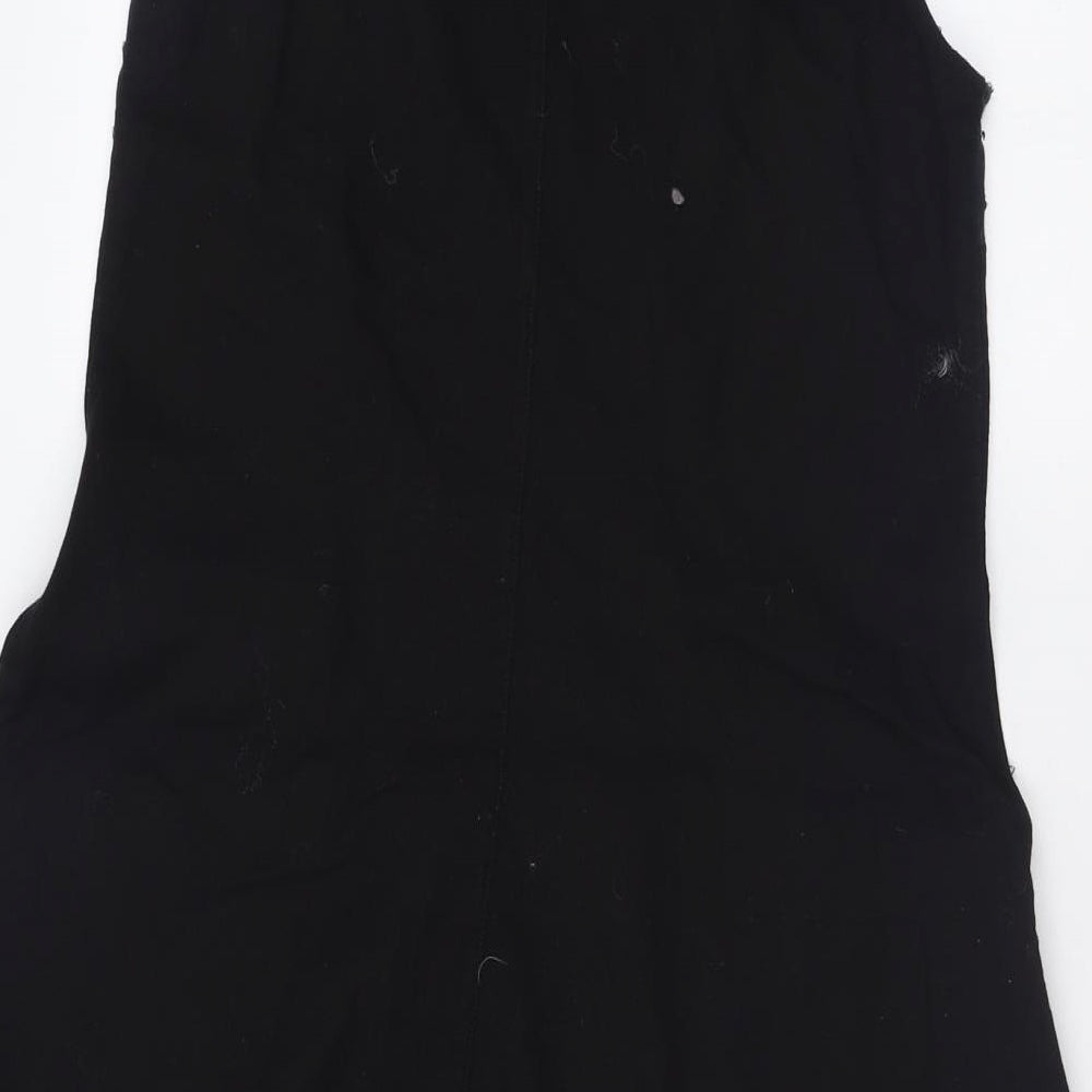 amimale Womens Black Cotton A-Line Size S V-Neck Button