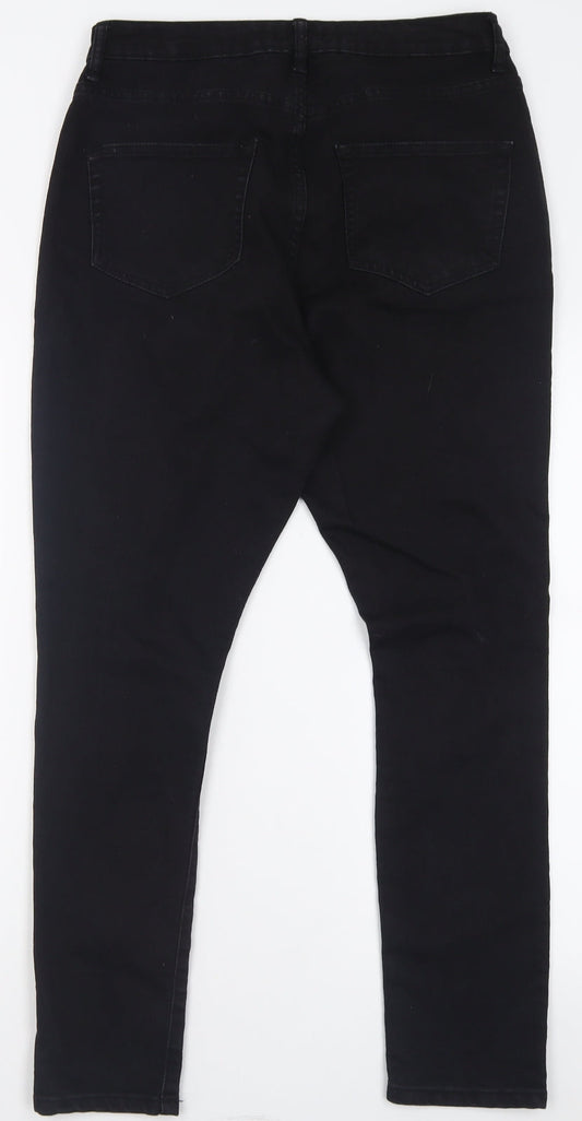 Boohoo Womens Black Cotton Skinny Jeans Size 14 L27 in Regular Button