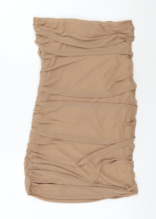 Pink vanilla Womens Beige Polyester Mini Size 10 Off the Shoulder Tie