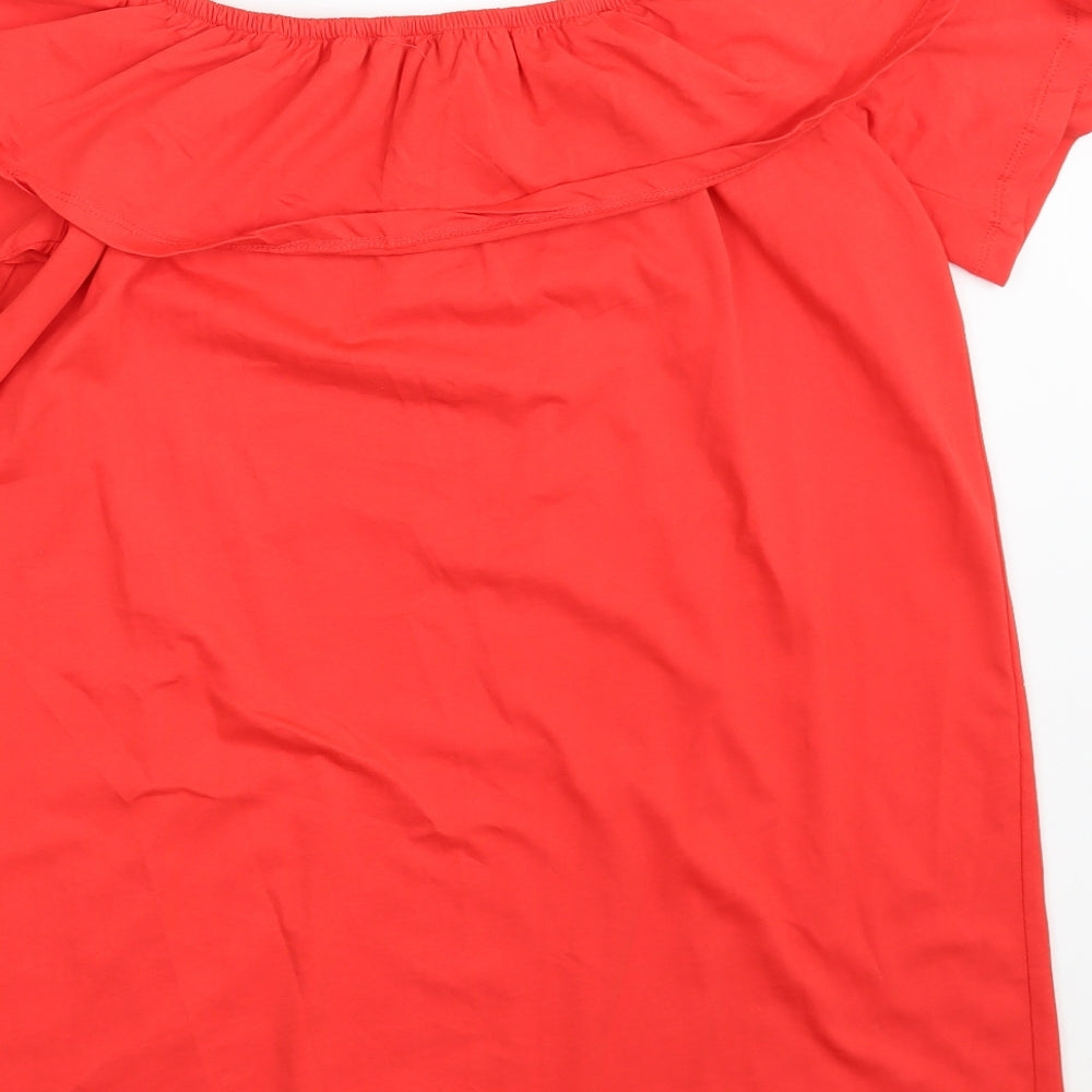 Womens UK Size 12 New Look Red Basic Blouse