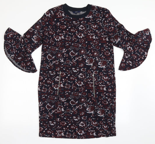 NEXT Womens Blue Polyester A-Line Size 12 Round Neck Pullover - Bell Sleeve