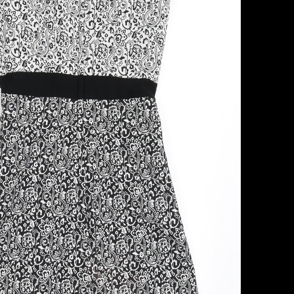 Miss Selfridge Womens Black Polyester A-Line Size 6 Roll Neck Zip