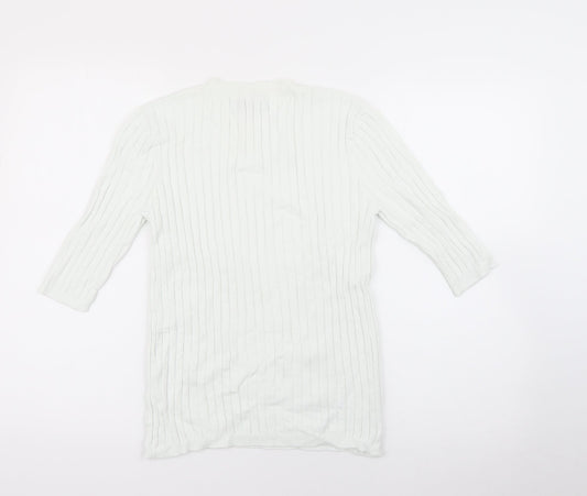 Primark Womens White Crew Neck Acrylic Pullover Jumper Size 14