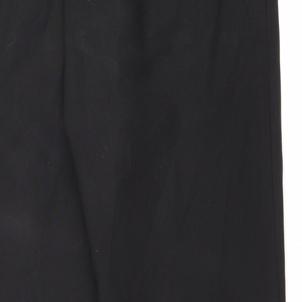 Brand and care label for George women’s black polyester carrot trousers, size UK 32, 29-inch leg regular zip
