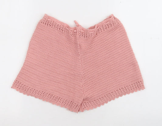 SheIn Womens Pink 100% Acrylic Paperbag Shorts Size S L11.5 in Regular Drawstring