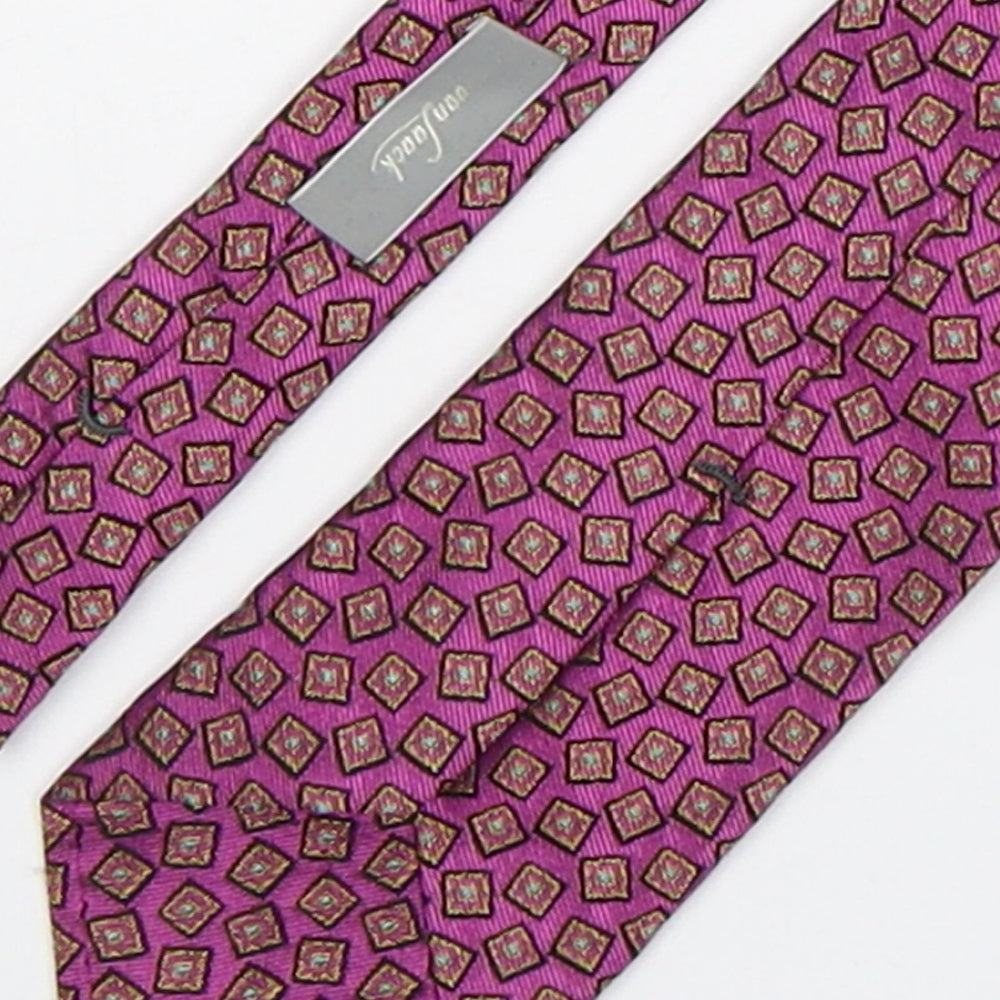 Brand and care label for Van Laack men’s multicoloured geometric silk pointed tie one size