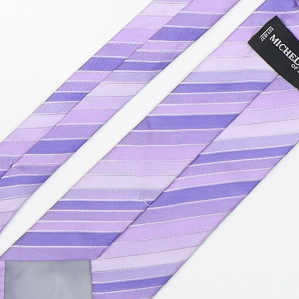 Michelsons of london Mens Purple Striped Polyester Pointed Tie One Size