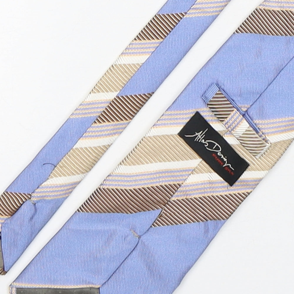 Allan Denim Mens Multicoloured Striped Silk Pointed Tie One Size