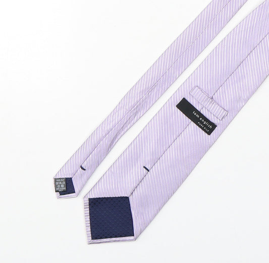Tom English  Mens Purple Striped Silk Pointed Tie One Size