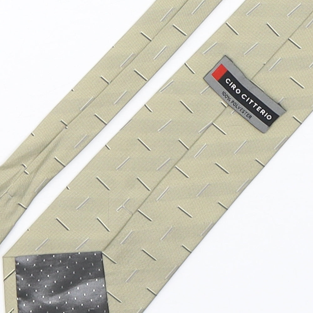 Mens Ciro Citterio Beige Geometric Pointed Tie