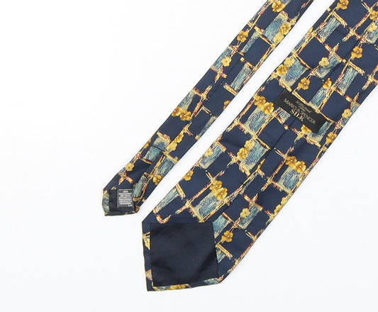 Marks and Spencer Mens Multicoloured Plaids & Checks Silk Pointed Tie One Size