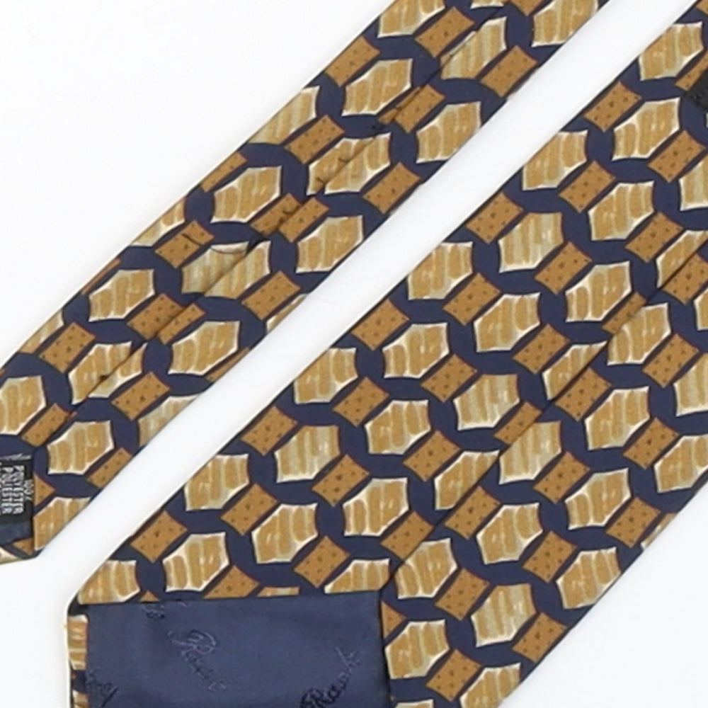 Mens Havana Multicoloured Geometric Pointed Tie
