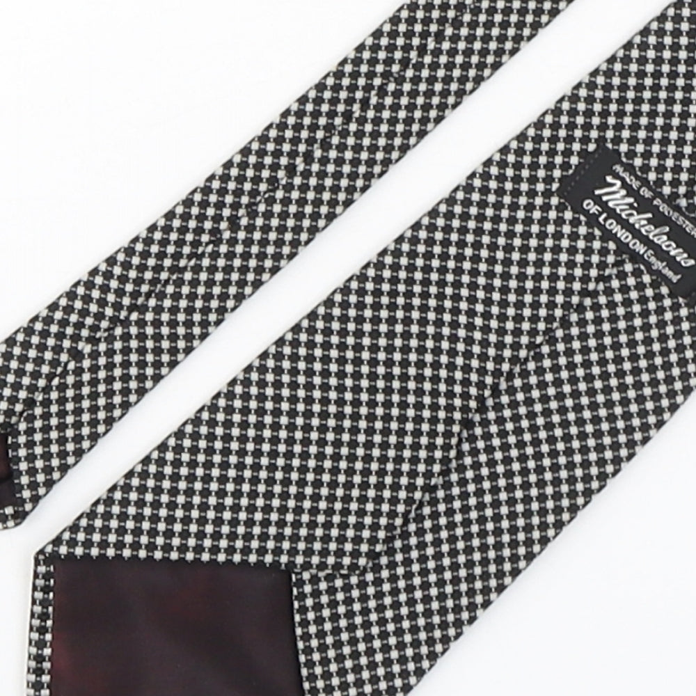 Brand and care label for Michelsons of london men’s multicoloured plaids & checks polyester pointed tie one size