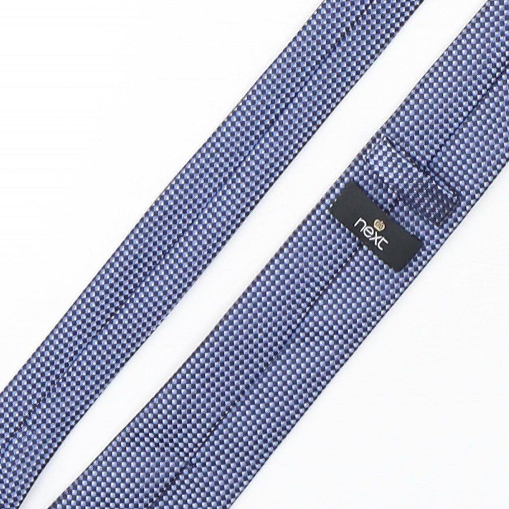 NEXT Mens Blue Plaids & Checks Polyester Pointed Tie One Size