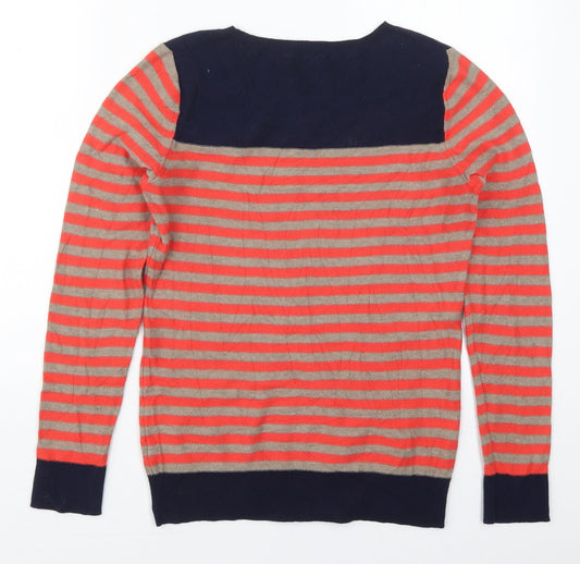 Gap Womens Red Crew Neck Striped Cotton Pullover Jumper Size M