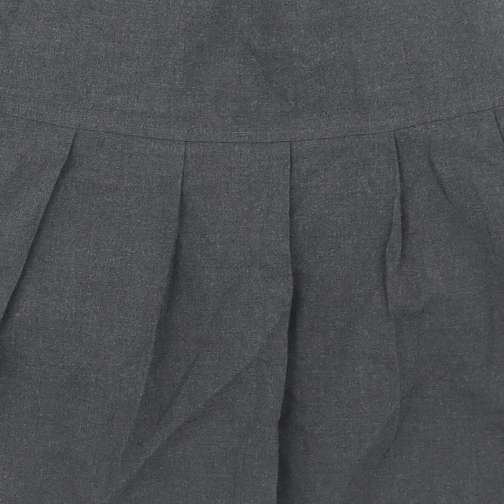 Marks and Spencer Girls Grey Polyester Pleated Skirt Size 8-9 Years Regular Zip - School Wear