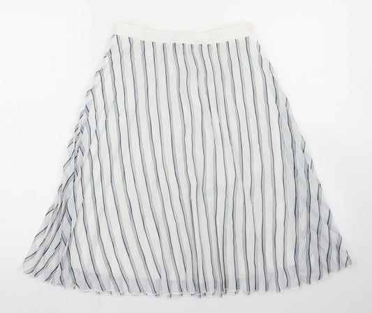 Atmosphere Womens White Striped Polyester Pleated Skirt Size 8 -