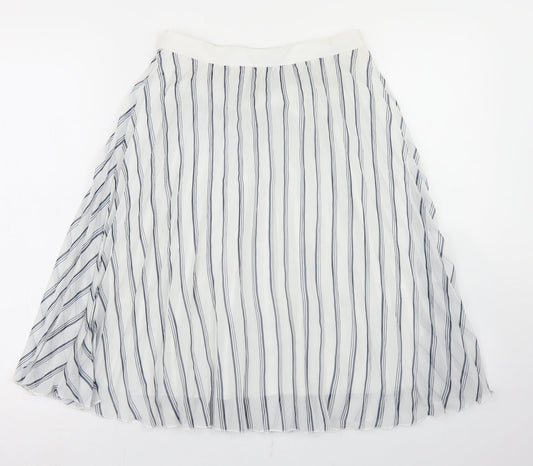 Atmosphere Womens White Striped Polyester Pleated Skirt Size 8    -
