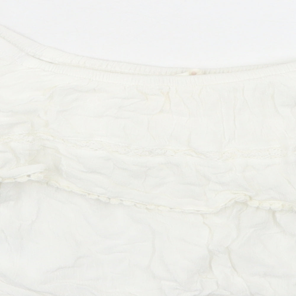 Womens UK Size 4 H&M White Cropped Blouse