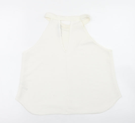 Boohoo Womens White Polyester Basic Blouse Size 12 Halter