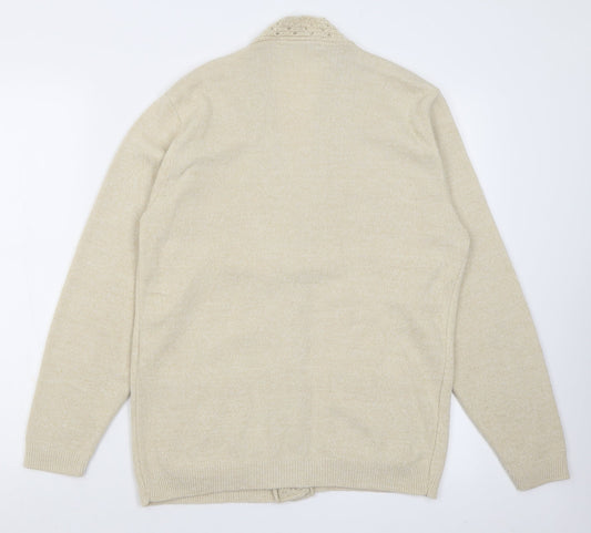 Womens UK Size M Classic Beige Cardigan Jumper