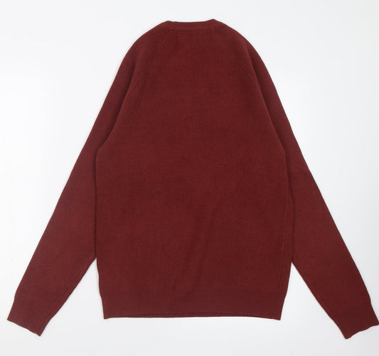 Marks and Spencer Mens Brown Crew Neck Cotton Pullover Jumper Size S