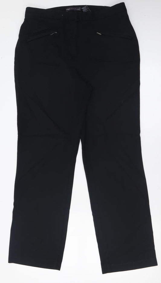 Womens UK Size 12 Marks and Spencer Regular Fit Black Trousers