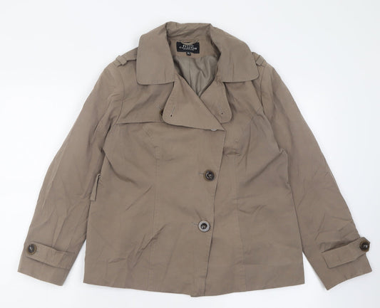 Additional front view of Debenhams women’s brown jacket, size UK 12, button