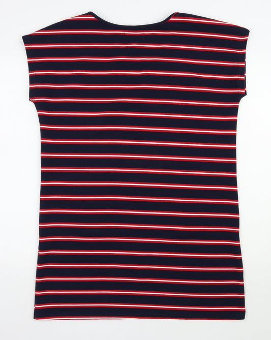 Vouley Vous Womens Blue Striped Viscose T-Shirt Dress Size XL Scoop Neck Pullover