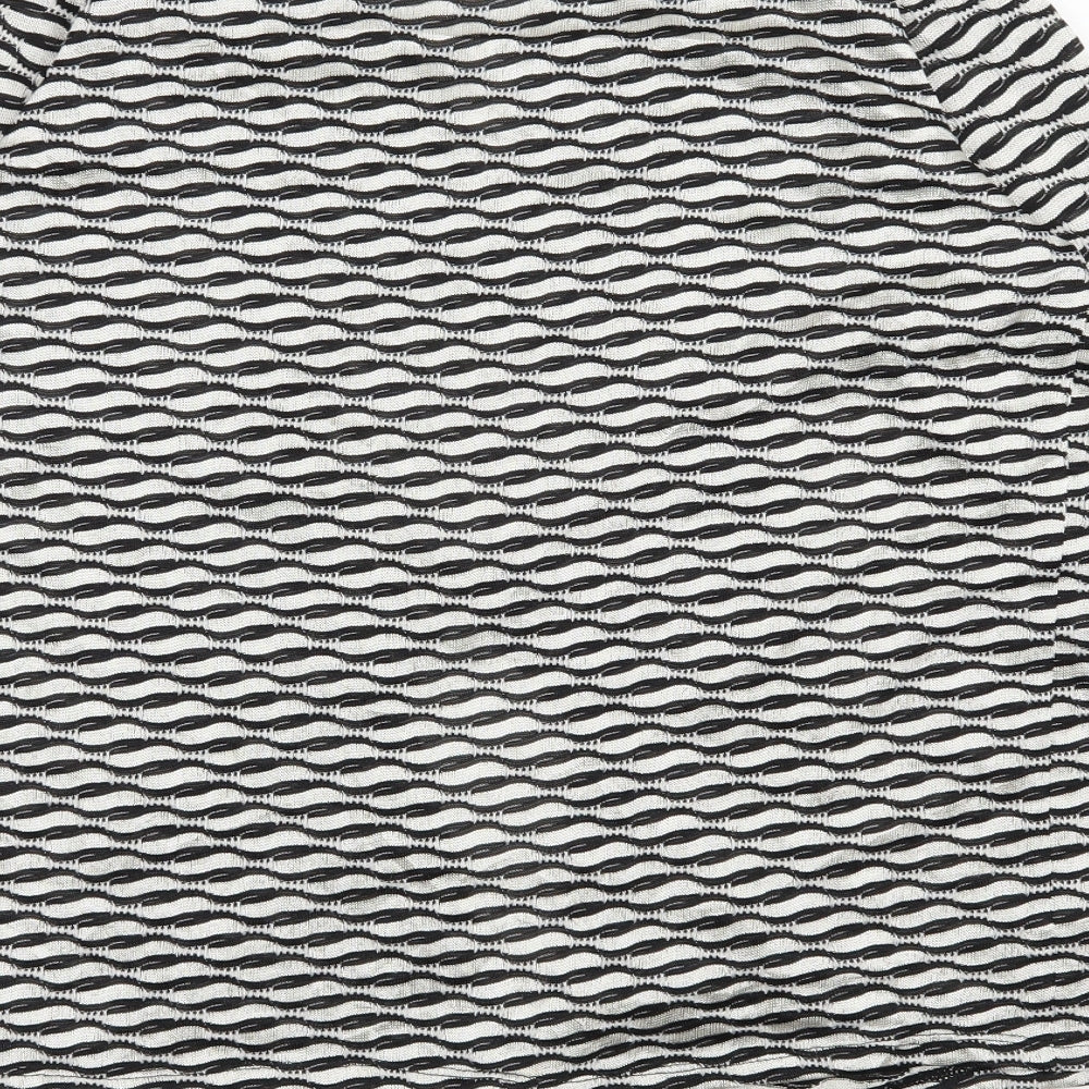 George Womens Beige V-Neck Geometric Polyester Cardigan Jumper Size 12