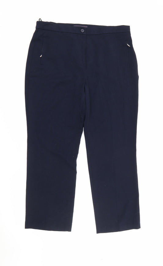 Womens UK Size 14 Marks and Spencer Regular Fit Carrot Blue Trousers