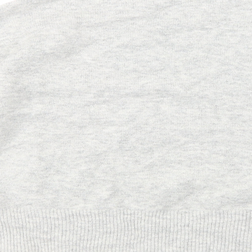 Brand and care label for H&N women’s grey high neck acrylic jumper, size M