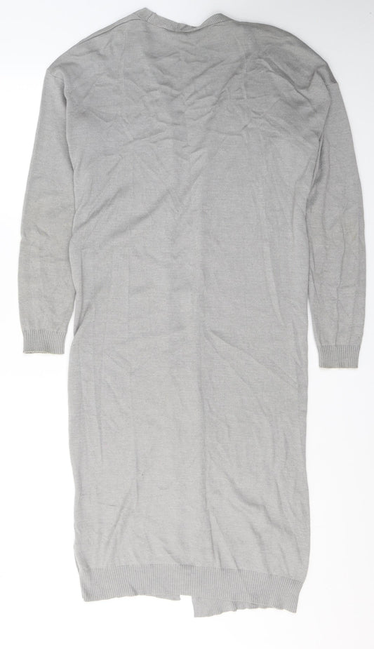 Peacocks Womens Grey V-Neck Acrylic Cardigan Jumper Size S