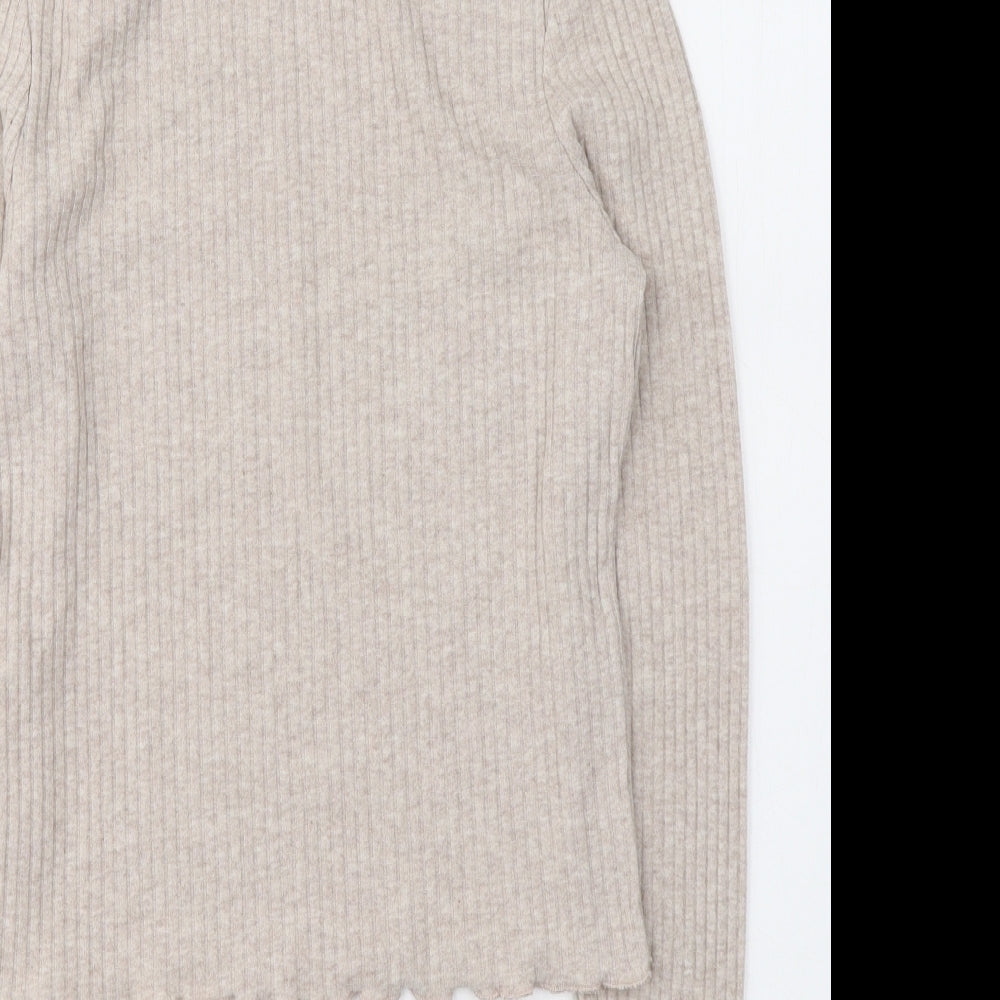 New Look Girls Beige Polyester Jersey Casual Size 14-15 Years Roll Neck