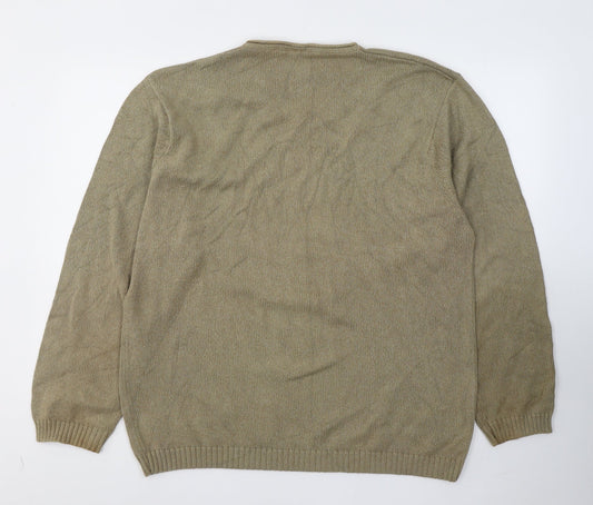 Casual Club Mens Beige Round Neck Cotton Pullover Jumper Size XL
