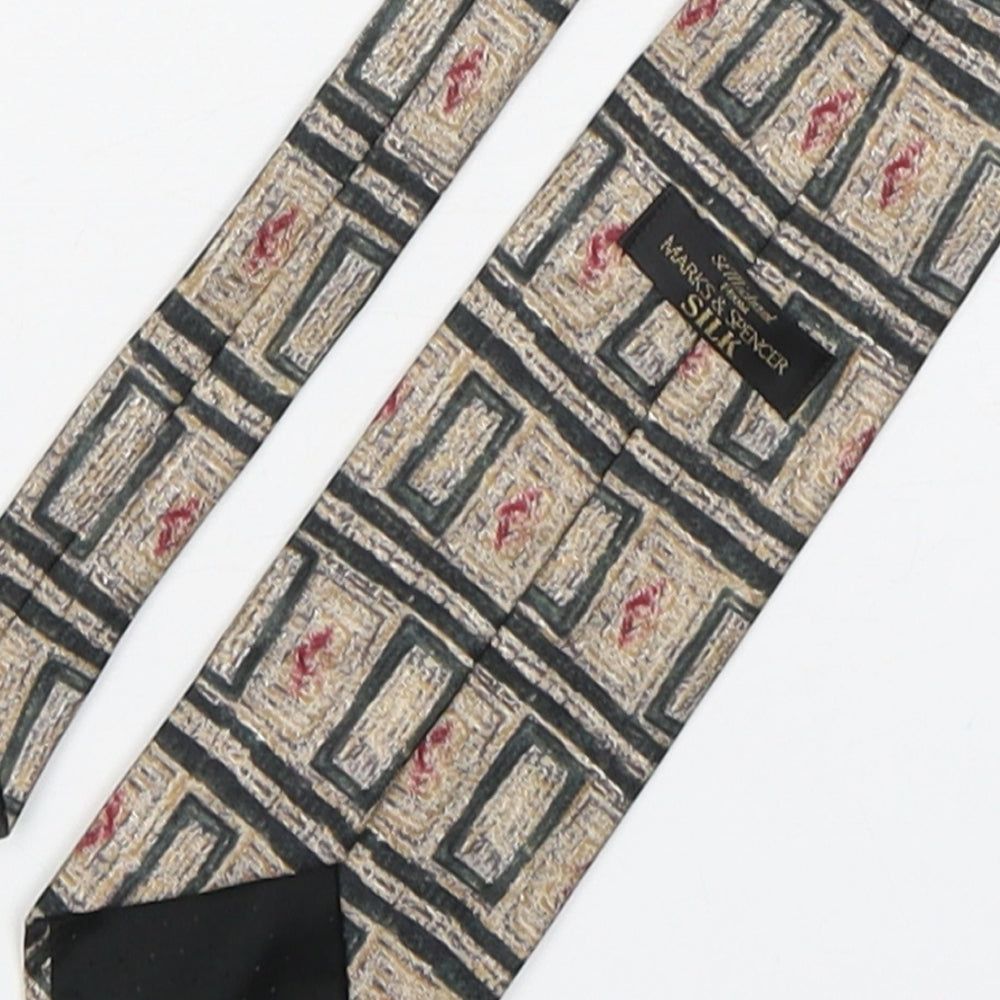 Marks and Spencer Mens Multicoloured Geometric Silk Pointed Tie One Size