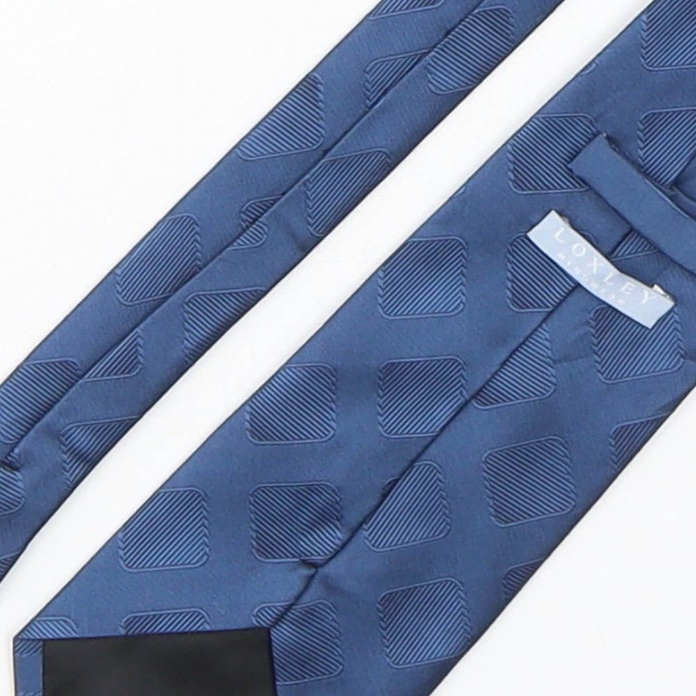 Loxley Mens Blue Geometric Polyester Pointed Tie One Size