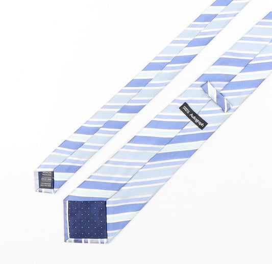 Autograph Mens Blue Striped Silk Pointed Tie One Size