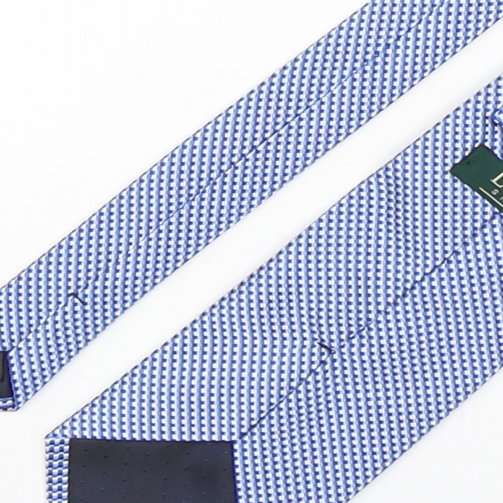 Brand and care label for Loding men’s blue plaids & checks silk pointed tie one size