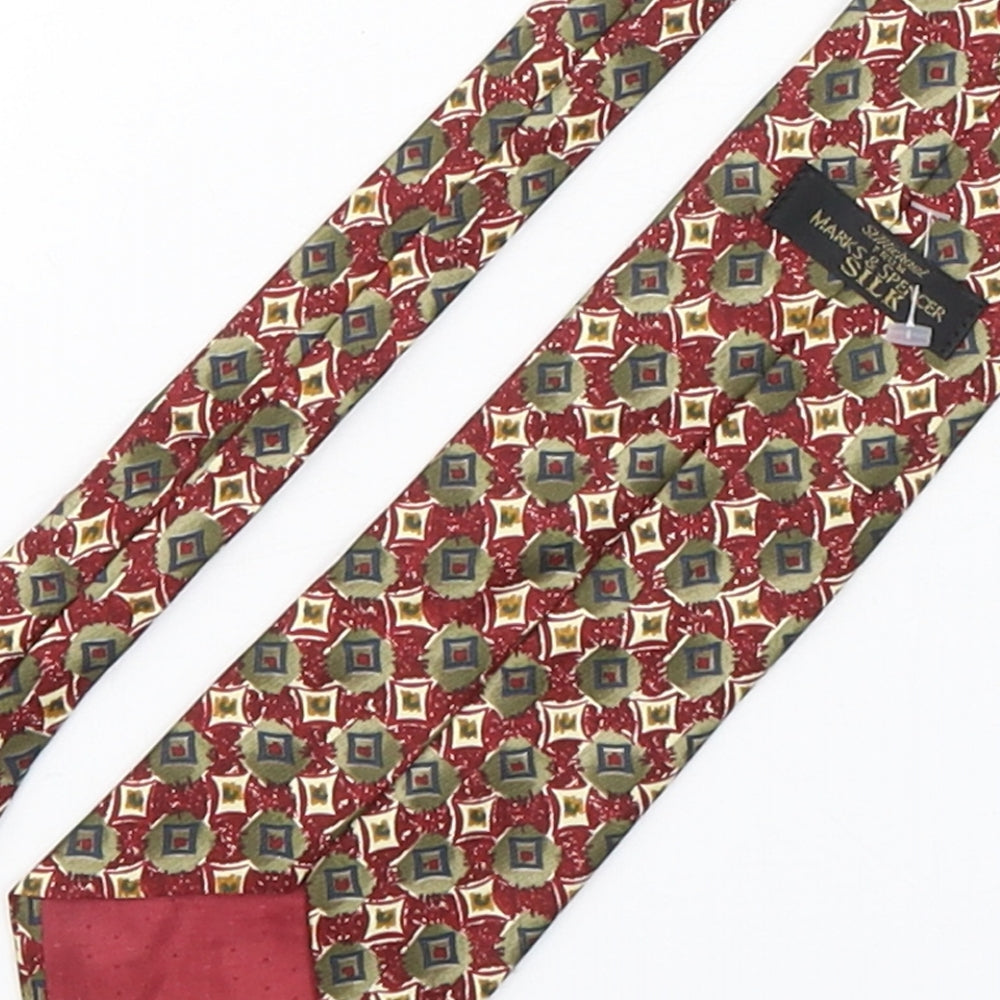 Marks and Spencer Mens Multicoloured Geometric Silk Pointed Tie One Size