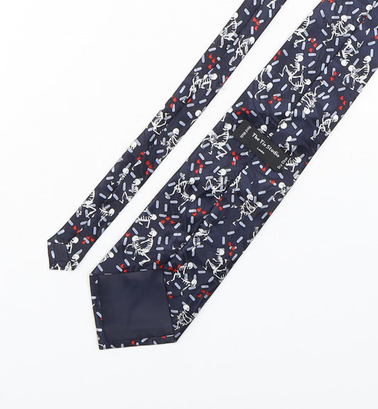 The Tie Studio Mens Multicoloured Geometric Polyester Pointed Tie One Size - Skeleton print