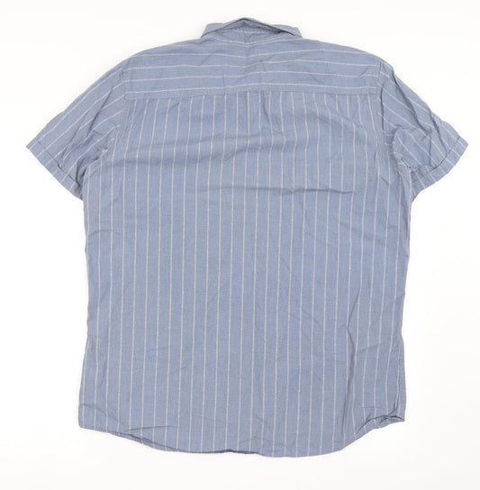 Mens UK Size XL Marc Anthony Blue Button-Up Short Sleeve Casual Shirt