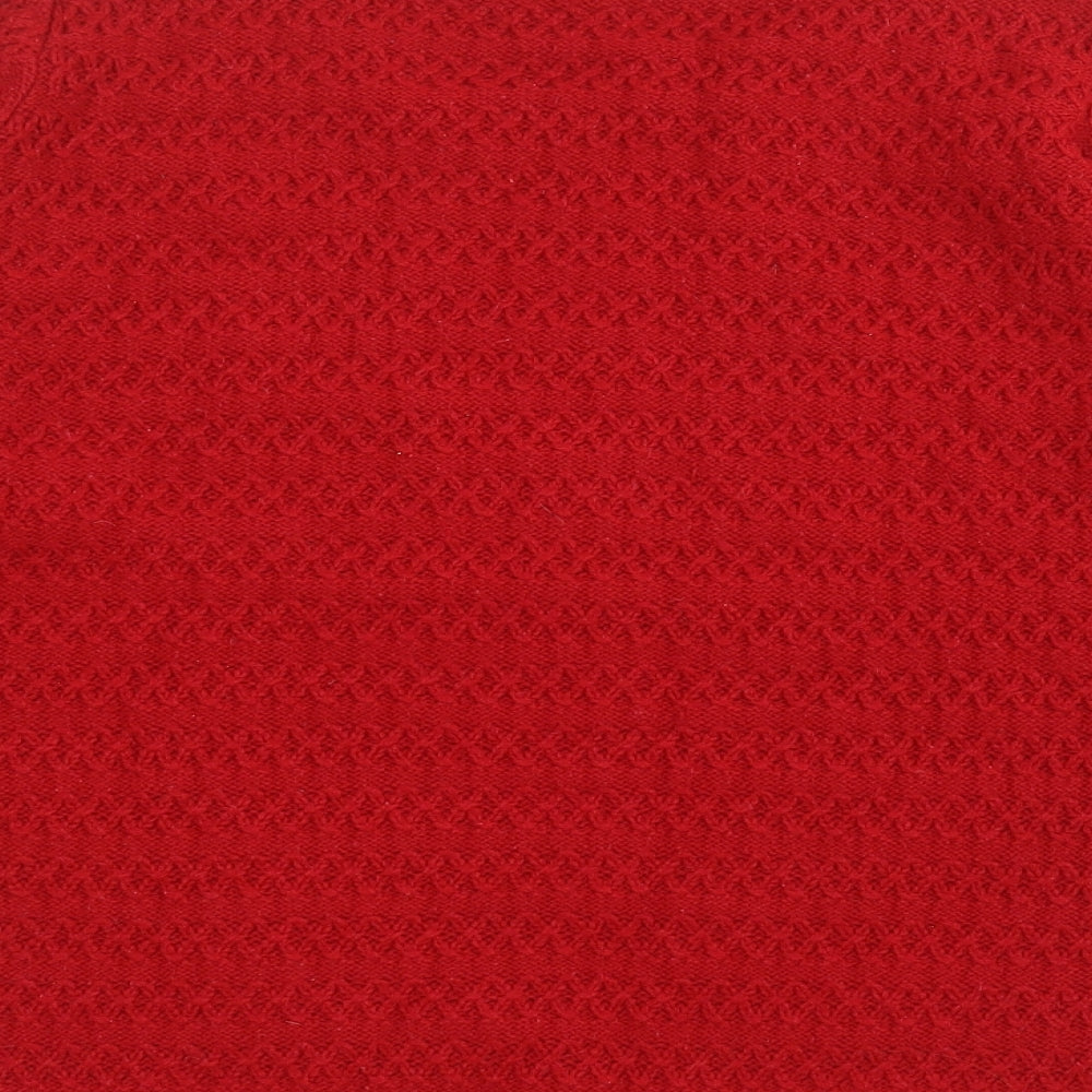 Isle Essentials Womens Red Round Neck Acrylic Pullover Jumper Size M