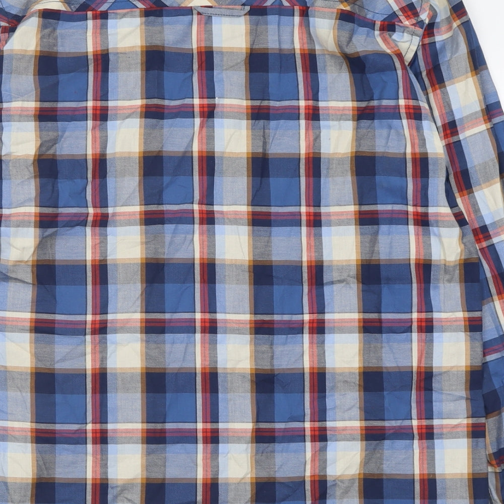 Shine Original Mens Blue Check Cotton Button-Up Size L Collared Button