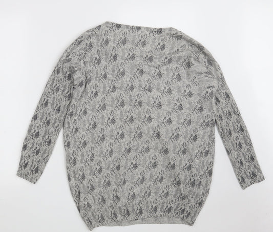 Womens UK Size 12 Ribbon Grey Pullover Jumper