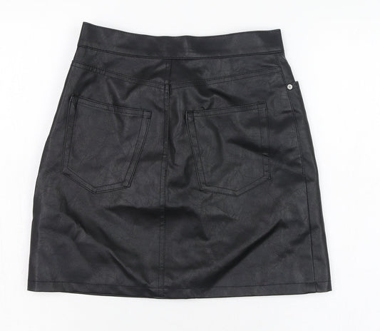 H&M Womens Black Polyester Straight & Pencil Skirt Size 6 Zip