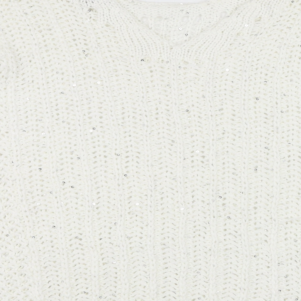 Womens UK Size M NEXT White Pullover Jumper